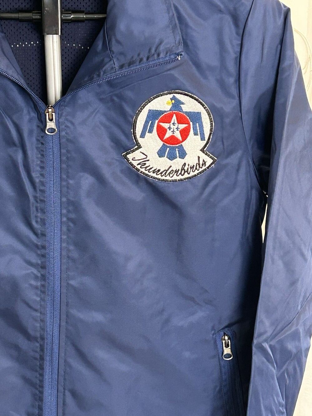 Vintage USAF Thunderbirds Air Show Windbreaker Track Jacket Blue Embroidered Med - Picture 3 of 10